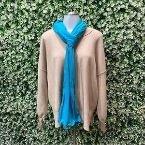 Vintage long skinny scarf wrap in turquoise